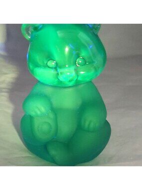 Fenton Blue Satin Glass Sitting Bear Figurine 5151 Collectible Vintage Art Glass
